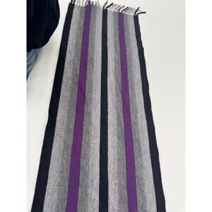 Unisex Louis Vuitton Purple Gray Cashmere Wool Striped Giftable Winter Scarf